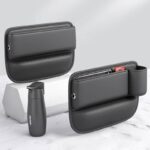 運転席用と助手席用 PU皮革 カーシート隙間収納ボックス 左右対応 車用サイド収納ボックス カー用品 PUレザー車シート収納ポケットサイド 左右対称 単個 Black SKU:IPC05302024006