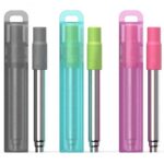 伸縮式 ストロー ステンレス 洗浄用ブラシ付属 エコ 伸縮 繰り返し ステンレスストロー 全3色 SKU:IPC06242024013