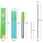 伸縮式 ストロー ステンレス 洗浄用ブラシ付属 エコ 伸縮 繰り返し ステンレスストロー 全3色 SKU:IPC06242024013 - Image 5