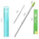 伸縮式 ストロー ステンレス 洗浄用ブラシ付属 エコ 伸縮 繰り返し ステンレスストロー 全3色 SKU:IPC06242024013 - Image 4