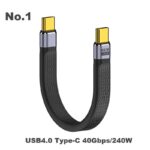 Type-C to Type-C ケーブル 13CM USB-C 延長ショートケーブル USB4.0 FPC PD1240W 40Gbps データ転送 ナイロン素材 高耐久 断線防止 SKU:IPC08222024020 - Image 11