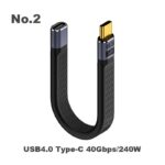 Type-C to Type-C ケーブル 13CM USB-C 延長ショートケーブル USB4.0 FPC PD1240W 40Gbps データ転送 ナイロン素材 高耐久 断線防止 SKU:IPC08222024020 - Image 10