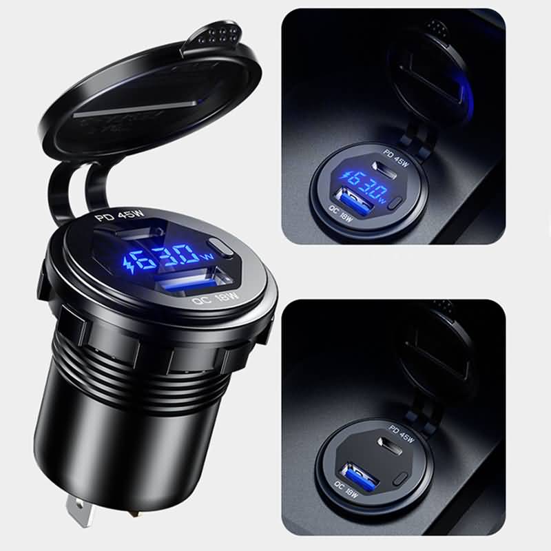 IPC09032024007-15.jpg 埋め込み式車載充電器 LED3色 QC18W車載充電器 PD45W 改造 車載充電器 車載充電器 カーチャージャー PD typeC USB3.0 QC3.0 急速 充電器 全4色 SKU:IPC09032024007 - Image 1