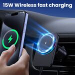MagSafe対応 強磁力 車載ホルダー 15Wワイヤレス充電器 エアコン吹出口 強磁力 スマホホルダー 車載ホルダー 角度自由調節 車載アクセサリー 全2種類 SKU:IPC09032024017 - Image 2