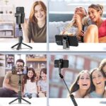 三脚付き自撮り棒 C01S  スマホスタンド  補光ライト付き 三脚ホルダー  スマホ用クリップ スマートフォンホルダー 1000mmまで伸びる  リモコン付き  Black SKU:IPC09102024024 - Image 16