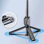 三脚付き自撮り棒 C01S  スマホスタンド  補光ライト付き 三脚ホルダー  スマホ用クリップ スマートフォンホルダー 1000mmまで伸びる  リモコン付き  Black SKU:IPC09102024024 - Image 15
