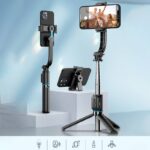 三脚付き自撮り棒 C01S  スマホスタンド  補光ライト付き 三脚ホルダー  スマホ用クリップ スマートフォンホルダー 1000mmまで伸びる  リモコン付き  Black SKU:IPC09102024024 - Image 12