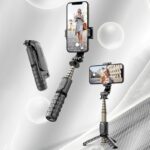 三脚付き自撮り棒 Q10 MINI  スマホスタンド  三脚ホルダー スマホ用クリップ スマートフォンホルダー 740mmまで伸びる  リモコン付き  全2色 SKU:IPC09102024025