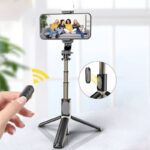 三脚付き自撮り棒 Q03s  スマホスタンド   補光ライト付き 三脚ホルダー スマホ用クリップ スマートフォンホルダー 700mmまで伸びる  リモコン付き  全2色 SKU:IPC09102024026 - Image 15