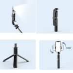 三脚付き自撮り棒 Q03s  スマホスタンド   補光ライト付き 三脚ホルダー スマホ用クリップ スマートフォンホルダー 700mmまで伸びる  リモコン付き  全2色 SKU:IPC09102024026 - Image 18