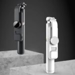 三脚付き自撮り棒 Q03s  スマホスタンド   補光ライト付き 三脚ホルダー スマホ用クリップ スマートフォンホルダー 700mmまで伸びる  リモコン付き  全2色 SKU:IPC09102024026 - Image 2