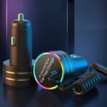 シガーソケット 伸縮可能リール式  Type-c 快速車載充電器 カーチャージャー  QC3.0 快速充電器  ケーブル付き車載充電器 SKU:IPC09102024037