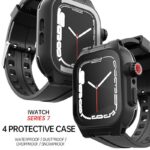 Apple watch S7/S8 41mm シリコン＋PC製一体型バンド カバー Apple watch45mm 防水ケース  耐衝撃 アップル ウォッチ 保護ケース 着装まま充電可能Apple Watchカバー Black SKU:IPC09102024057
