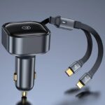 車載USBカーチャージャー 巻き取り式車載充電器 シガーソケット 2in1 30W USBカーチャージャー急速充電器 車用スマホ充電器 車内用スマホ充電器 全2種類 SKU:IPC09112024009