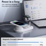 3in1ワイヤレス充電器  Apple watch &Air Pods充電充電可能 ワイヤレス充電 スタンド機能 PD15W 快速充電器 magsafe充電器 全2色  SKU:IPC09112024016 - Image 5