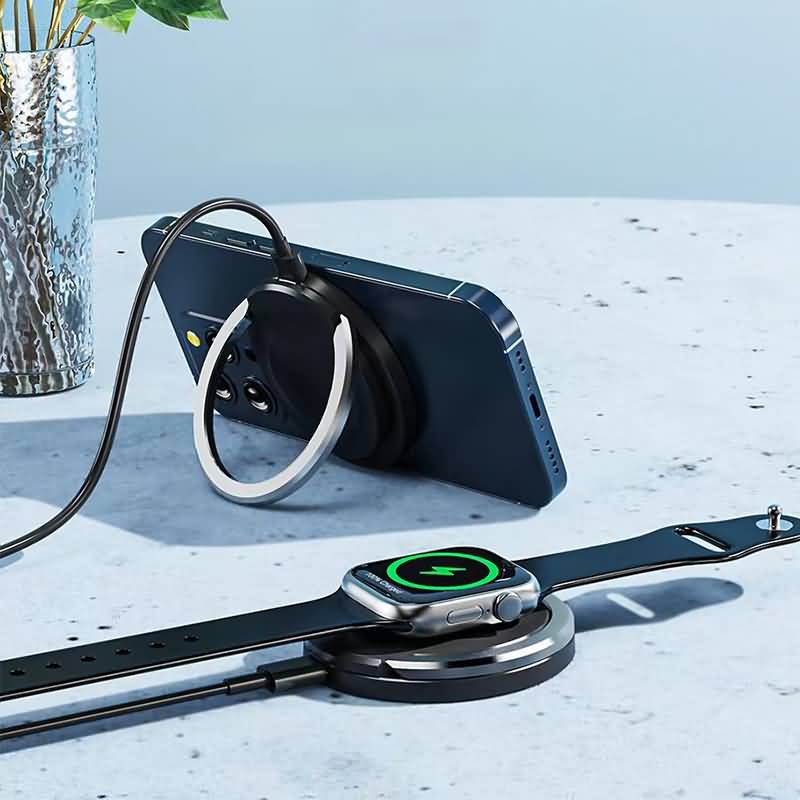 IPC10222024021-4.jpg 両面マグネット式 Magsafe対応 2in1ワイヤレス充電器 Apple watch &Air Pods充電可能 ワイヤレス充電 PD15W 快速充電器 magsafe充電器 全2色 SKU:IPC10222024021 - Image 1