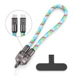 PD240W 快速充電ケーブル ナイロン素材 2in1 充電ケーブル  Type-c ストラップ 30cm 高耐久 断線防止 充電ケーブル 全4色 SKU:IPC11102024099 - Image 6