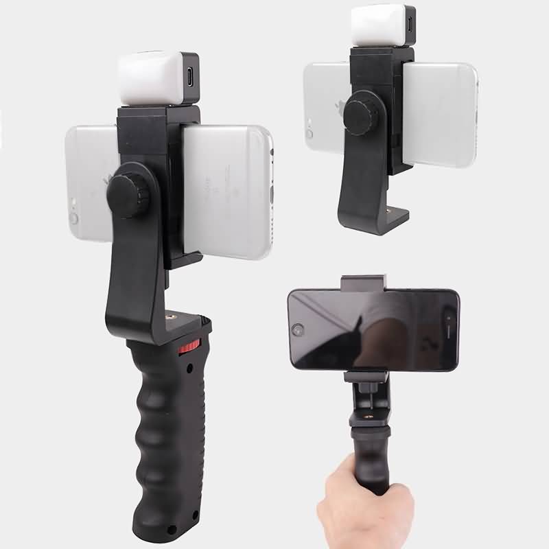 IPC111162024058-10.jpg 手持ち グリップ付きスマートフォンホルダー スマートフォン用 ジンバル マグネット式補光ライト付き SKU:IPC111162024058 - Image 1