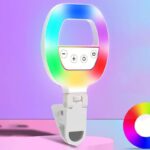 クリップ式 補光ライト コンパクト収納可能 W60 RGB 調節可能 自撮り用ライト スマホ撮影補助 LEDライト 撮影用 照明  SKU:IPC1111920244041