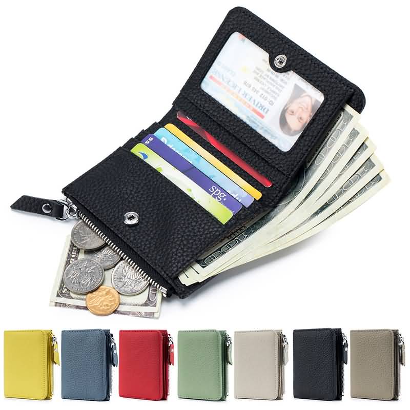 IPC12122024007-01-1.jpg 折りたたみ 小銭入れ 本革 ミニ財布 多機能 財布 小銭入れ RFID 札入れ ミニ財布 小物ポケット 全7色 SKU:IPC12122024007 - Image 1