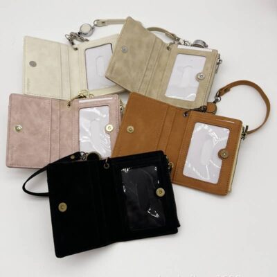 パスケース リール付き 本革素材 カード収納 カード入れ ケース 伸縮リール  カードケース 薄型 本革 財布 レディース 小銭入れ  全5色 SKU:IPC12252024063