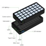 【PSE認証済】 ソーラーバッテリー PS-900 50000mAh 超大容量 軽量 ソーラーチャージャー4台同時充電 2.1A急速充電 32連LED照明ライト搭載 スマホ充電器 モバイル充電器 全6色 SKU:PC01122024010LS - Image 14