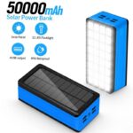 【PSE認証済】 ソーラーバッテリー PS-900 50000mAh 超大容量 軽量 ソーラーチャージャー4台同時充電 2.1A急速充電 32連LED照明ライト搭載 スマホ充電器 モバイル充電器 全6色 SKU:PC01122024010LS - Image 4