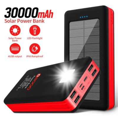 【PSE認証済】ソーラーバッテリー PS-800 30000mAh 超大容量 軽量 ソーラーチャージャー スマホスタンド機能 LEDライト付 モバイル充電器 全3色 SKU:PC01122024018LS