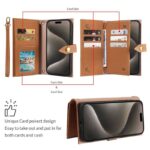 iPhone15 高級本革レザー ケース 手帳型 ケース  スタンド機能 カード収納可能 iPhone15 Pro対応 本革 レザー ケース スマホケース  全4色 SKU:PC01223024010LS - Image 9