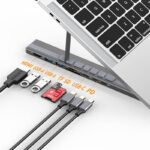 折り畳式 ラップトップスタンド 7in1 USB ハブ 機能 アルミニウム製スタンド  超コンパクト高度調整可能 超コンパクト  タブレットPC ラップトップ ノートパソコン スタンド  全2色 SKU:PC03012024073LS - 画像 (4)