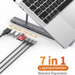 折り畳式 ラップトップスタンド 7in1 USB ハブ 機能 アルミニウム製スタンド  超コンパクト高度調整可能 超コンパクト  タブレットPC ラップトップ ノートパソコン スタンド  全2色 SKU:PC03012024073LS - 画像 (2)
