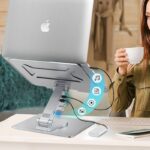 折り畳式 ラップトップスタンド USB ハブ 機能搭載 アルミニウム製スタンド  超コンパクト高度調整可能 超コンパクト  タブレットPC ラップトップ ノートパソコン スタンド  全2色 SKU:PC03072024013LS - 画像 (6)