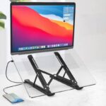 折り畳式 ラップトップスタンド 6in1 USB ハブ 機能搭載アルミニウム製スタンド 超コンパクト高度調整可能 超コンパクト タブレットPC ラップトップ ノートパソコン スタンド 全2色 SKU:PC03072024015LS - 画像 (4)