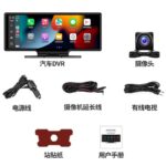 車載用 10.26インチ モニター  4Kフロントカメラ ワイヤレスcarplay/Android auto ドライブ レコーダー  TFカード付属無し ダッシュボードに簡単に取り付け  ドライブレコーダー 車載モニター CarPlay オンダッシュモニター SKU:PC07112024011 - Image 5