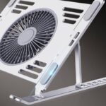 折れ畳式 PCスタンド ノートパソコン スタンド 冷却ファン付き アルミニウム合金製 ノートパソコンスタンド iPad スタンド  Silver/Black 全2色 SKU:PC08022024013 - Image 9