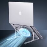 折れ畳式 PCスタンド ノートパソコン スタンド 冷却ファン付き アルミニウム合金製 ノートパソコンスタンド iPad スタンド  Silver/Black 全2色 SKU:PC08022024013 - Image 6