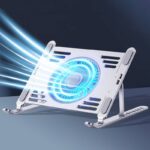 折れ畳式 PCスタンド ノートパソコン スタンド 冷却ファン付き アルミニウム合金製 ノートパソコンスタンド iPad スタンド  Silver/Black 全2色 SKU:PC08022024013 - Image 3