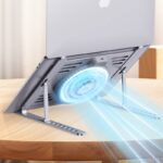 折れ畳式 PCスタンド ノートパソコン スタンド 冷却ファン付き アルミニウム合金製 ノートパソコンスタンド iPad スタンド  Silver/Black 全2色 SKU:PC08022024013 - Image 2