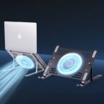 折れ畳式 PCスタンド ノートパソコン スタンド 冷却ファン付き アルミニウム合金製 ノートパソコンスタンド iPad スタンド  Silver/Black 全2色 SKU:PC08022024013
