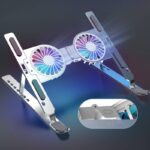 折れ畳式 PCスタンド ノートパソコン スタンド 冷却ファン付き アルミニウム合金製 ノートパソコンスタンド iPad スタンド  Silver/Black/Pink 全3色 SKU:PC08022024019 - Image 3