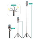 三脚ホルダー  AKT01 リモコン付き 多機能自撮り棒 360°回転可能 ポータブルスタンド 1.49m 三脚スタンド vlogタブレット  360°回転 セルカ棒 Black/Orange  SKU:PC1282024012LT - Image 5