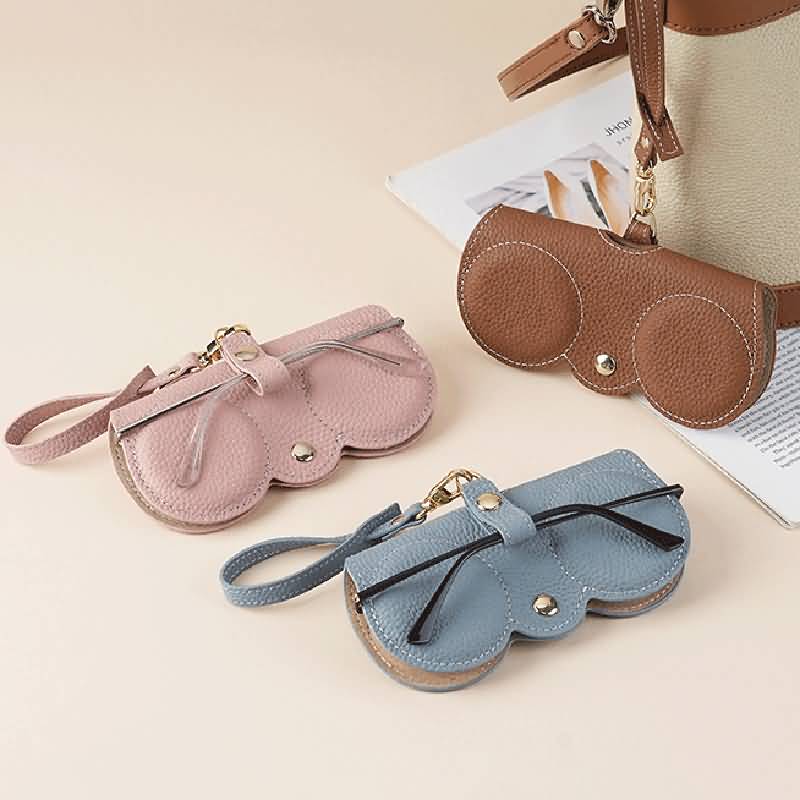 メガネケース 本革レザー眼鏡収納袋 ストラップ付き サングラスケース 薄型 眼鏡ケース