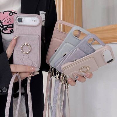 iPhone 17 背面型ケース ショルダーストラップ付き iPhone16Pro PUレザー ケース iPhone16Pro max PU合成革 レザー ケース スマホケース 全8色  SKU:AC07082025005