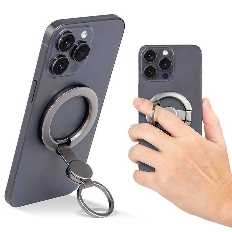 アルミ合金製 折り畳式 マグネット式 スマホ スタンド Magsafe対応 スマートフォン 強磁器マグネット 全機種対応 マグネット iphone スタンド 360度 回転 落下防止