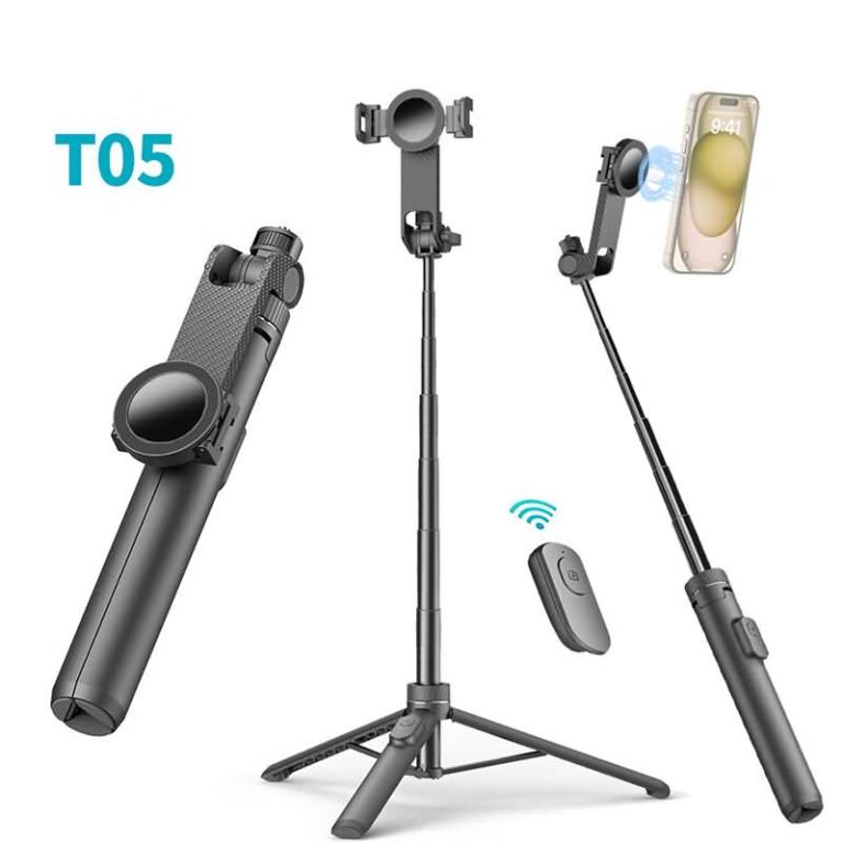 三脚付き自撮り棒 T05 スマホスタンド 三脚ホルダー マグネット式 スマホ用