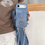 iPhone 17 背面型ケース iPhone16Pro PUレザー ケース ショルダーストラップ付き