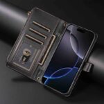 iPhone 17 手帳型ケース 腕ストラップ付属 iPhone 16e対応手帳型ケース iPhone16 PUレザー ケース