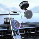 magsafe対応車載ホルダー K13 マグネット式 真空 スマホホルダーワイヤレス充電可能 真空吸着式 携帯電話ホルダー 360度回転