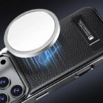 iPhone 17 背面型ケース iPhone16Pro PUレザー ケース magsafe対応ケース