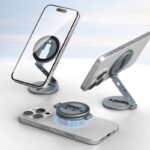 磁気スマホ三脚マウント 両面マグネット式 1/4″ネジ 折りたたみスマホリグ付き